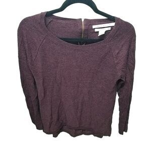 Max Studio Womens Sz L Wine Solid Long Sleeve Wool Sweater Blouse